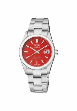 Gevril Men's Automatic West Village Red Dial Stainless Steel Bracelet