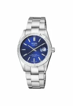 Gevril Men's Automatic West Village Blue Luminous Dial Stainless Steel Bracelet