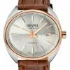 Gevril Five Points Men's Silver Dial Leather Strap Watch