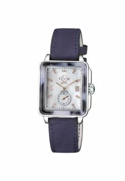 Gevril GV2 Bari Tortoise Women's SS Case Mother Of Pearl Dial Blue Suede Strap Watch