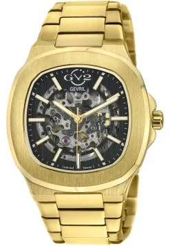 Gevril GV2 Automatic Men's Potente yellow Gold Bracelet Skeletal Watch