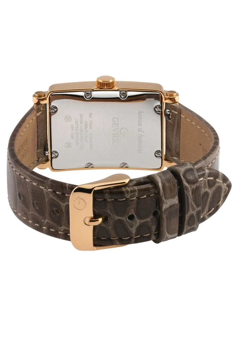 Gevril Ave of Americas Mini Women’s Rose Stainless Steel Case, Pink MOP Dial Watch..Genuine Tan Leather Strap. 3 Gevril Ave of Americas Mini Women’s Rose Stainless Steel Case, Pink MOP Dial Watch..Genuine Tan Leather Strap. - Image 3