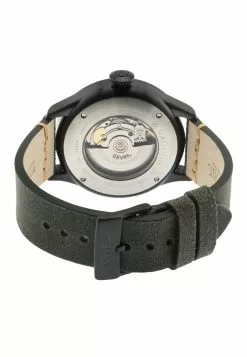 Gevril Men's Vaughn SS Case, Black Bezel Black/Beige Dial, Genuine Leather Strap -Gevril Sales Shop gevril 0280 2581536 3