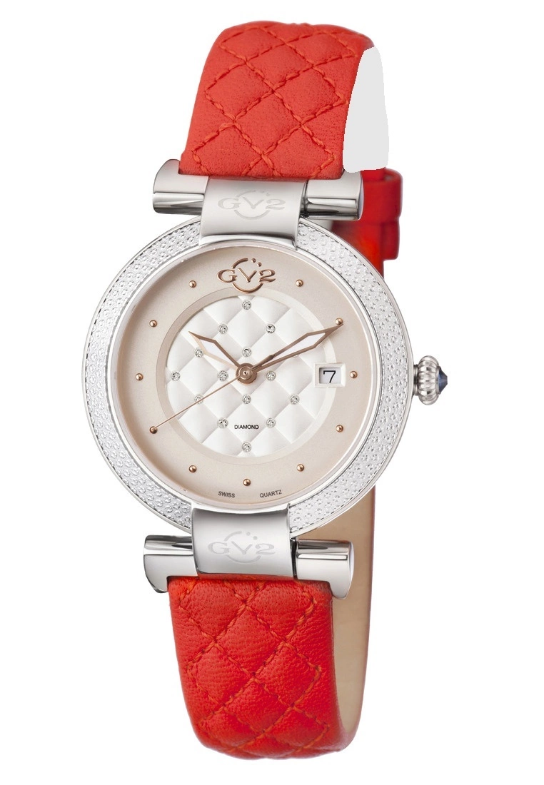 Gevril GV2 Berletta Womens White Dial Red Quilted Strap Watch 1 Gevril GV2 Berletta Womens White Dial Red Quilted Strap Watch