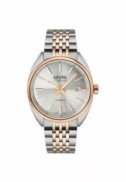 Gevril Five Points Men's 48700 Swiss Made Automatic Sellita SW200 Silver Dial Two Tone Stainless Steel Luminous Date Watch