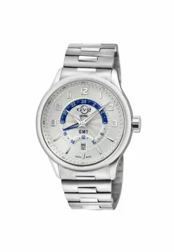 Gevril GV2 Men's Giromondo 42301B Swiss Quartz Silver Dial Stainless Steel Date Watch