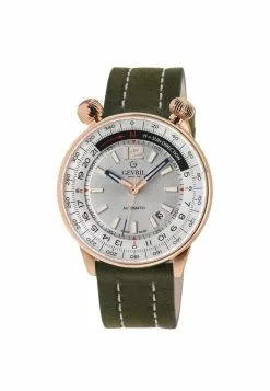 Gevril Men's Wallabout Silver Dial Leather Strap Watch