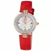 Gevril GV2 Matera Women's Swiss Quartz White Mother of Pearl Dial Red Suede Strap Diamond Watch