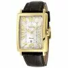 Gevril Men's Avenue of America's 15100-6 Swiss Automatic IP Yellow Gold White dial, Genuine Dark Brown Leather Band