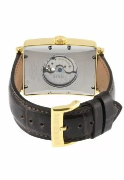 Gevril Men's Avenue of America's 15100-6 Swiss Automatic IP Yellow Gold White dial, Genuine Dark Brown Leather Band -Gevril Sales Shop gevril 0292 1499436 3