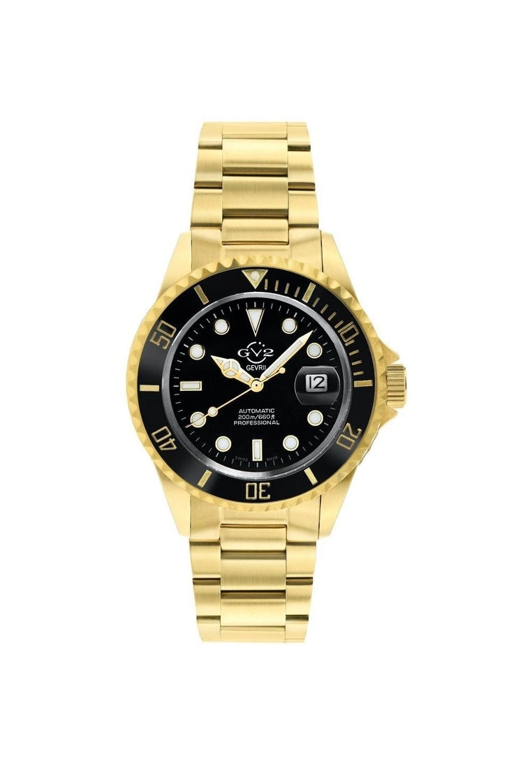 Gevril GV2 Men's Liguria 42227 Swiss Automatic Black Dial Yellow Gold Stainless Steel Date Watch 1 Gevril GV2 Men's Liguria 42227 Swiss Automatic Black Dial Yellow Gold Stainless Steel Date Watch