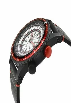 Gevril GV2 Contasecondi Men's Silver/Red Dial Black Calfskin Leather Watch -Gevril Sales Shop gevril 0300 6438436 3