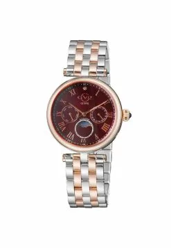 Gevril GV2 Florence Women's Brown Mother of Pearl Dial Diamond Cut Ring on Dial Two Tone IP Rose Gold Bracelet Watch