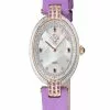 Gevril GV2 Matera Women's Swiss Quartz White Mother of Pearl Dial Lavender Suede Strap Diamond Watch