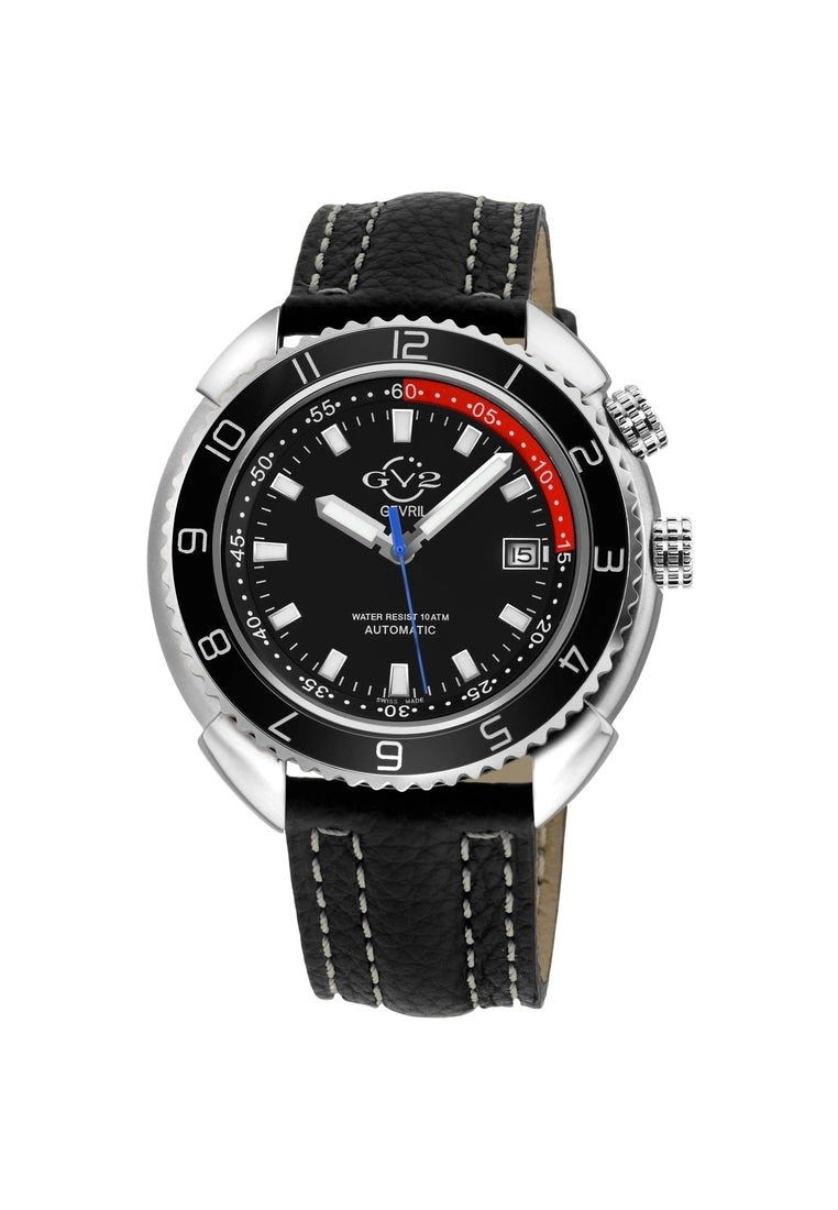 Gevril GV2 Squalo Men's Swiss Automatic Black Dial, Genuine Italian Leather Strap 1 Gevril GV2 Squalo Men's Swiss Automatic Black Dial, Genuine Italian Leather Strap