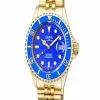 Gevril Mens Wall Street Blue Dial IP Gold Bracelet Watch