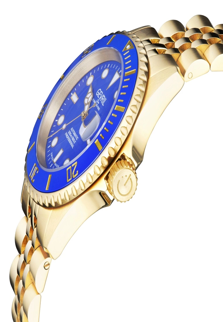Gevril Mens Wall Street Blue Dial IP Gold Bracelet Watch 3 Gevril Mens Wall Street Blue Dial IP Gold Bracelet Watch - Image 3
