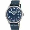 Gevril Men's Vaughn SS Case, SS Bezel Blue/White Dial, Genuine Leather Strap
