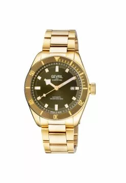 Gevril Men's Yorkville Dk Olive Dial IP Yellow Gold Watch