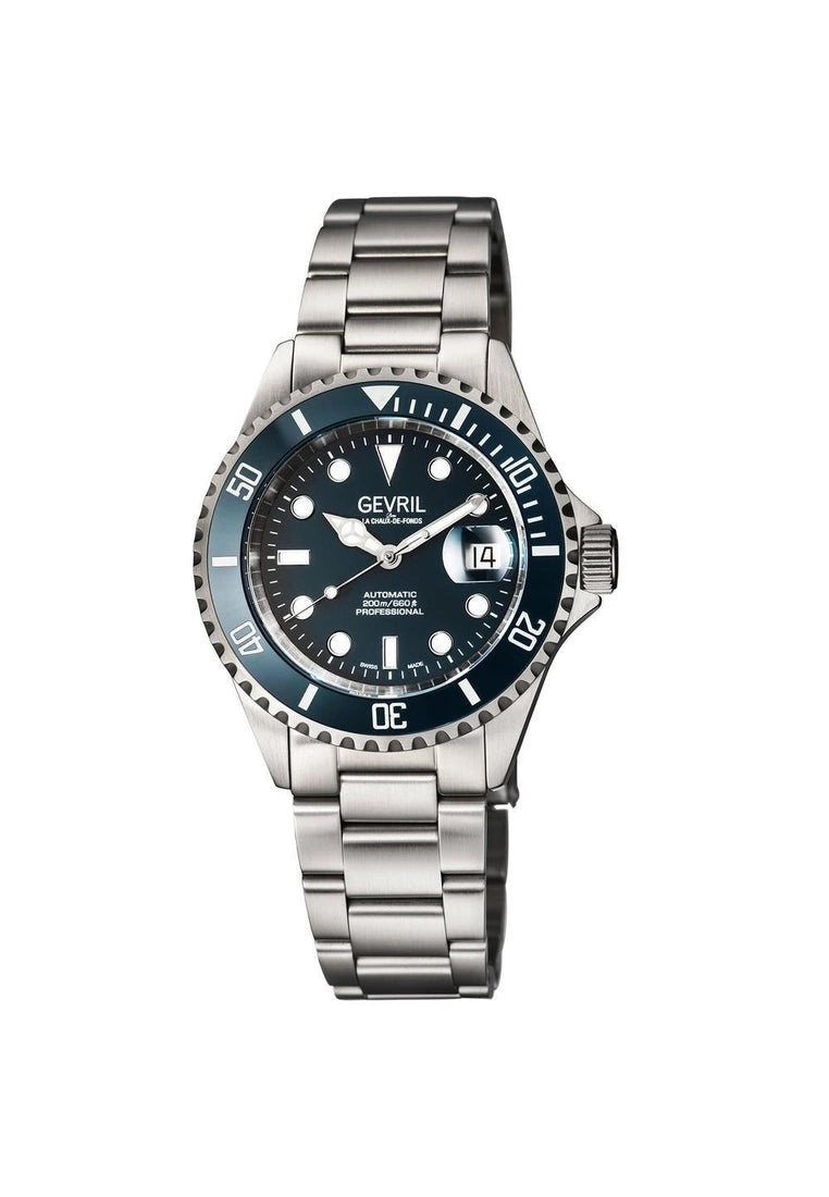 Gevril Men's Wall Street BLU Dial Blu Ceramic Bezel Stainless Steel Bracelet 1 Gevril Men's Wall Street BLU Dial Blu Ceramic Bezel Stainless Steel Bracelet