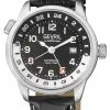 Gevril Canal Street Men's Swiss Automatic Black Dial Black Calfskin Leather Watch