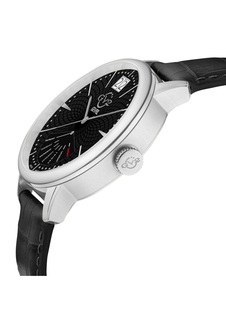 Gevril GV2 Rovescio Men's 56201 Swiss Quartz Day Date Genuine Black Leather Watch 2 Gevril GV2 Rovescio Men's 56201 Swiss Quartz Day Date Genuine Black Leather Watch - Image 2