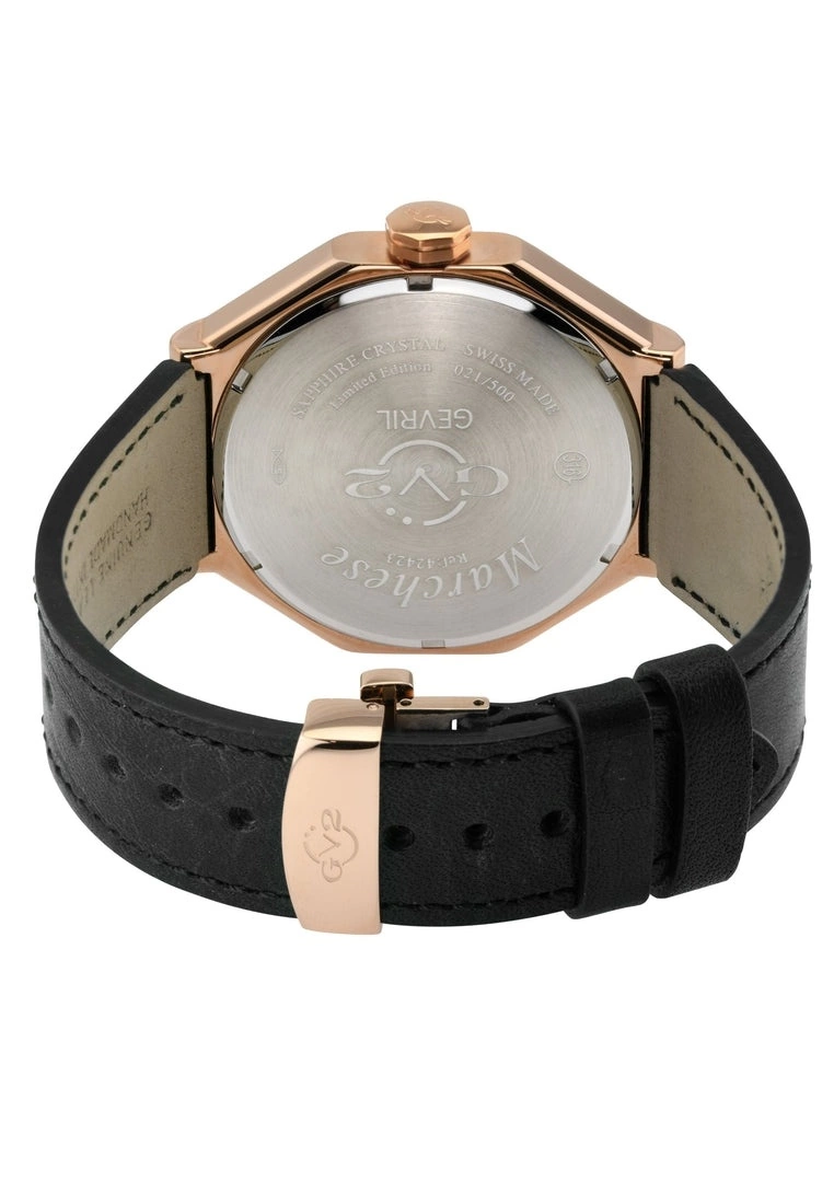 Gevril GV2 Men's Marchese IPRG Case, Black Dial Watch, Genuine Italian Black Leather Strap 3 Gevril GV2 Men's Marchese IPRG Case, Black Dial Watch, Genuine Italian Black Leather Strap - Image 3