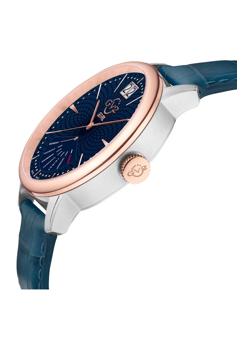 Gevril GV2 Rovescio Men's 56205 Swiss Quartz Day Date Genuine Blue Leather Watch 2 Gevril GV2 Rovescio Men's 56205 Swiss Quartz Day Date Genuine Blue Leather Watch - Image 2