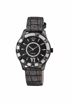 Gevril GV2 Venice Womens Black MOP Dial Black Leather Strap Watch