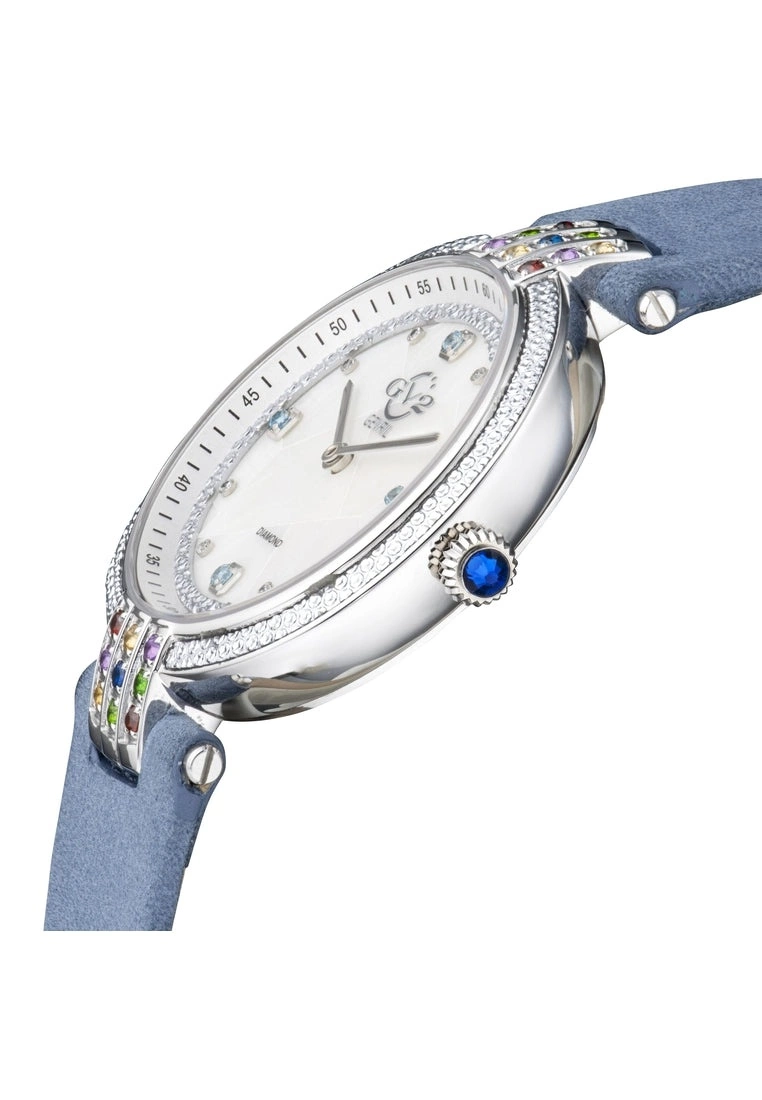 Gevril GV2 Matera Women's Swiss Quartz White Mother of Pearl Dial Blue Suede Strap Diamond Watch 2 Gevril GV2 Matera Women's Swiss Quartz White Mother of Pearl Dial Blue Suede Strap Diamond Watch - Image 2