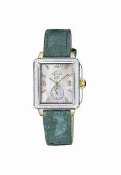 Gevril GV2 Women's Bari Mother of Pearl Dial Two Tone IP RG Case Leather Strap Watch