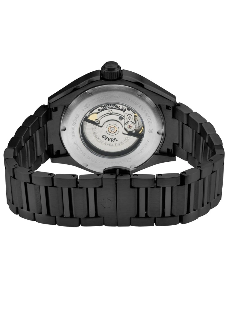 Gevril Men's Ascari Automatic Watch SS Case, Top ring in Black Forged Carbon, Stainless Steel IPBK Bracelet 3 Gevril Men's Ascari Automatic Watch SS Case, Top ring in Black Forged Carbon, Stainless Steel IPBK Bracelet - Image 3