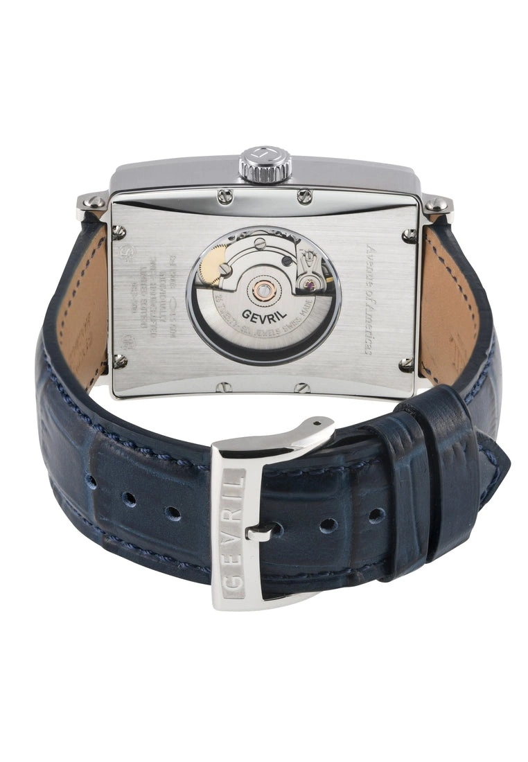Gevril Men's Avenue of America's Stainless Steel Blue dial, Genuine Blue Leather Band 3 Gevril Men's Avenue of America's Stainless Steel Blue dial, Genuine Blue Leather Band - Image 3