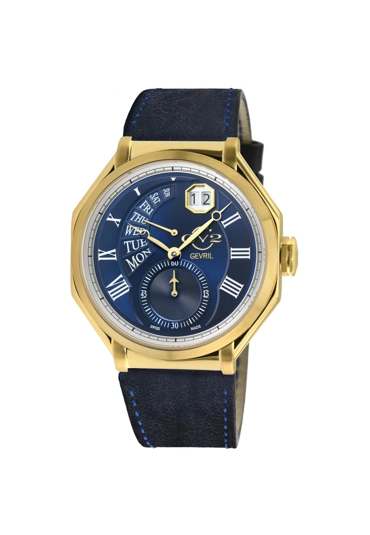 Gevril GV2 Men's Marchese 42424 Swiss Quartz Genuine Italian Blue Leather Watch 1 Gevril GV2 Men's Marchese 42424 Swiss Quartz Genuine Italian Blue Leather Watch