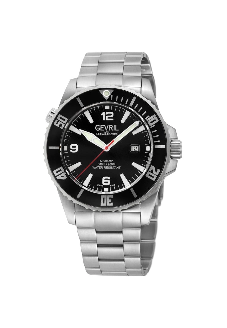 Gevril Men's Canal Street 316L Stainless Steel Case, Black/White Dial, two toned 316L Stainless Steel SS/IPYG Bracelet. 1 Gevril Men's Canal Street 316L Stainless Steel Case, Black/White Dial, two toned 316L Stainless Steel SS/IPYG Bracelet.