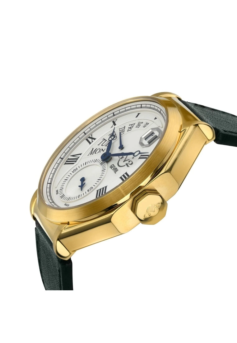 Gevril GV2 Men's Marchese IPYG Case, Silver Dial, Genuine Italian Green Leather Strap 2 Gevril GV2 Men's Marchese IPYG Case, Silver Dial, Genuine Italian Green Leather Strap - Image 2
