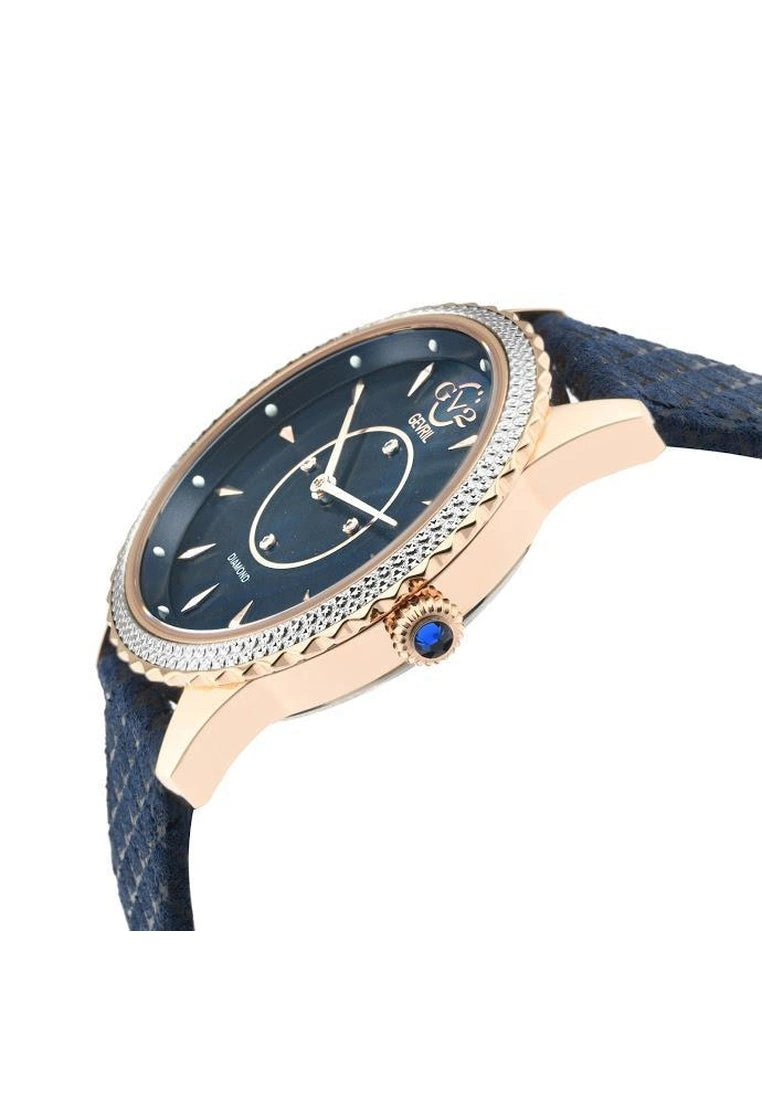 Gevril GV2 Siena Womens Blue MOP Dial Blue Leather Strap Watch 2 Gevril GV2 Siena Womens Blue MOP Dial Blue Leather Strap Watch - Image 2