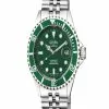 Gevril Men's Wall Street Green Emerald Dial, Green Ceramic Bezel Stainless Steel Bracelet