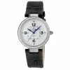 Gevril GV2 Women's Piemonte Stainless Steel Case, White dial, Diamond Watch,Genuine Black Italian Handmade Leather Strap