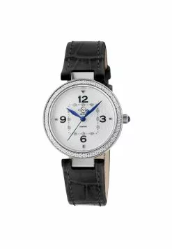 Gevril GV2 Women's Piemonte Stainless Steel Case, White dial, Diamond Watch,Genuine Black Italian Handmade Leather Strap