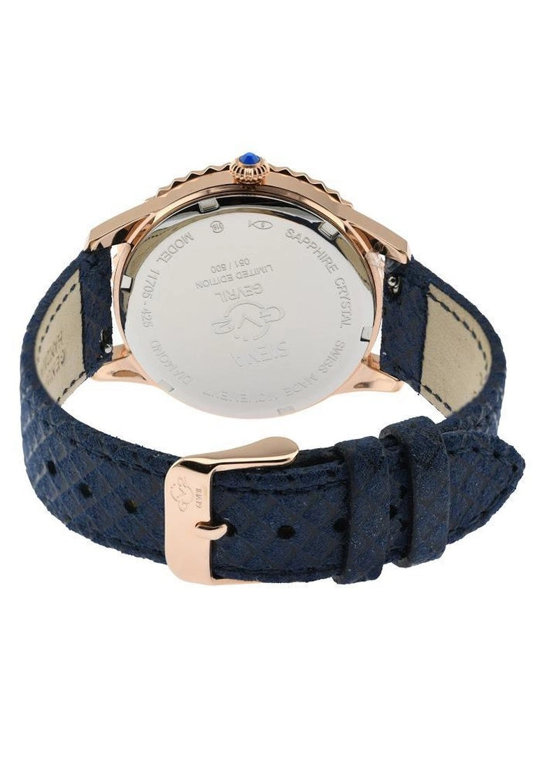 Gevril GV2 Siena Womens Blue MOP Dial Blue Leather Strap Watch 3 Gevril GV2 Siena Womens Blue MOP Dial Blue Leather Strap Watch - Image 3