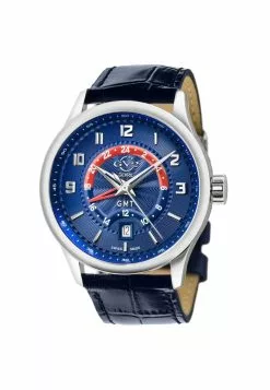 Gevril GV2 Men's Giromondo 42302 Swiss Quartz Blue Leather Date Watch