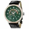 Gevril GV2 Men's Giromondo 42304 Swiss Quartz Green Dial Black Leather Date Watch