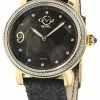Gevril GV2 Ravenna Womens Black Mother of Pearl Dial Black Suede Embossed Strap Watch