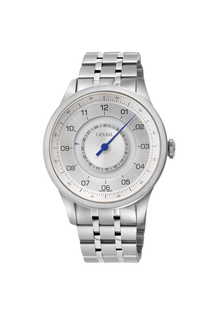 Gevril Jones St. Men's Swiss Automatic, SS Case, White Dial, 316L Stainless Steel Bracelet Watch 1 Gevril Jones St. Men's Swiss Automatic, SS Case, White Dial, 316L Stainless Steel Bracelet Watch