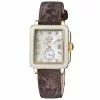 Gevril GV2 Women's Bari Mother of Pearl Dial IP YG Case Leather Strap Watch