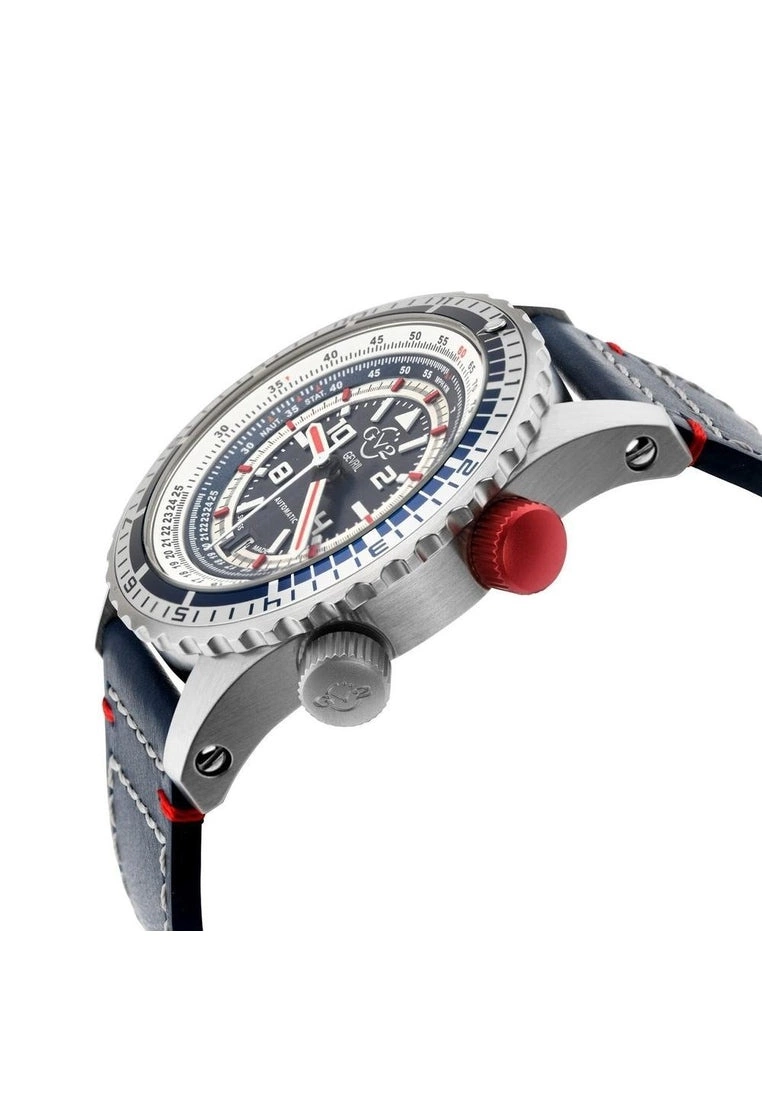 Gevril GV2 Contasecondi Men's Blue/Red Dial Blue Calfskin Leather Watch 2 Gevril GV2 Contasecondi Men's Blue/Red Dial Blue Calfskin Leather Watch - Image 2