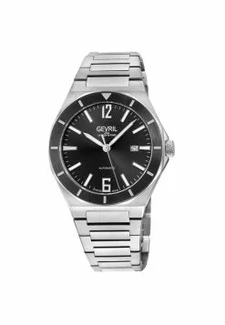 Gevril Men's High Line Automatic Watch Stainless Steel Case, Top ring in Black Sapphire Crystal, Stainless Steel Bracelet