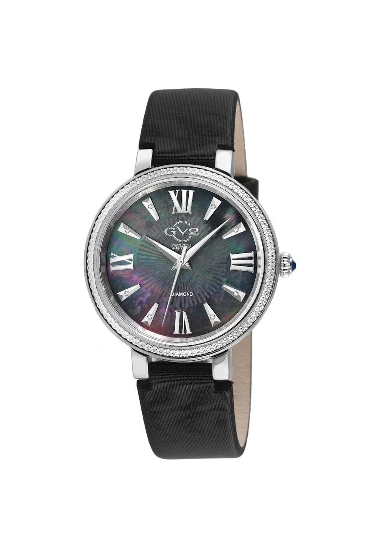 Gevril GV2 Women's Genoa Black MOP Dial, Stainless Steel Diamond Watch with Leather Strap 1 Gevril GV2 Women's Genoa Black MOP Dial, Stainless Steel Diamond Watch with Leather Strap