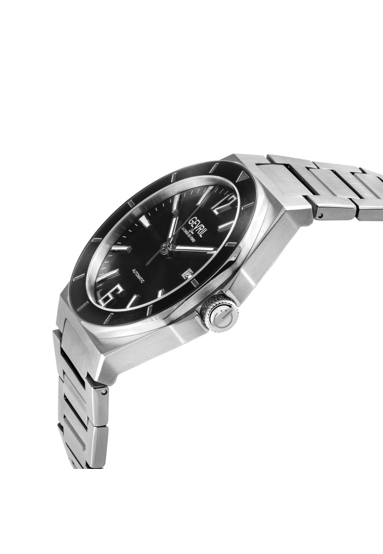 Gevril Men's High Line Automatic Watch Stainless Steel Case, Top ring in Black Sapphire Crystal, Stainless Steel Bracelet 2 Gevril Men's High Line Automatic Watch Stainless Steel Case, Top ring in Black Sapphire Crystal, Stainless Steel Bracelet - Image 2